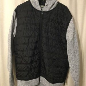 Black Quilted Vest with Gray Sleeves